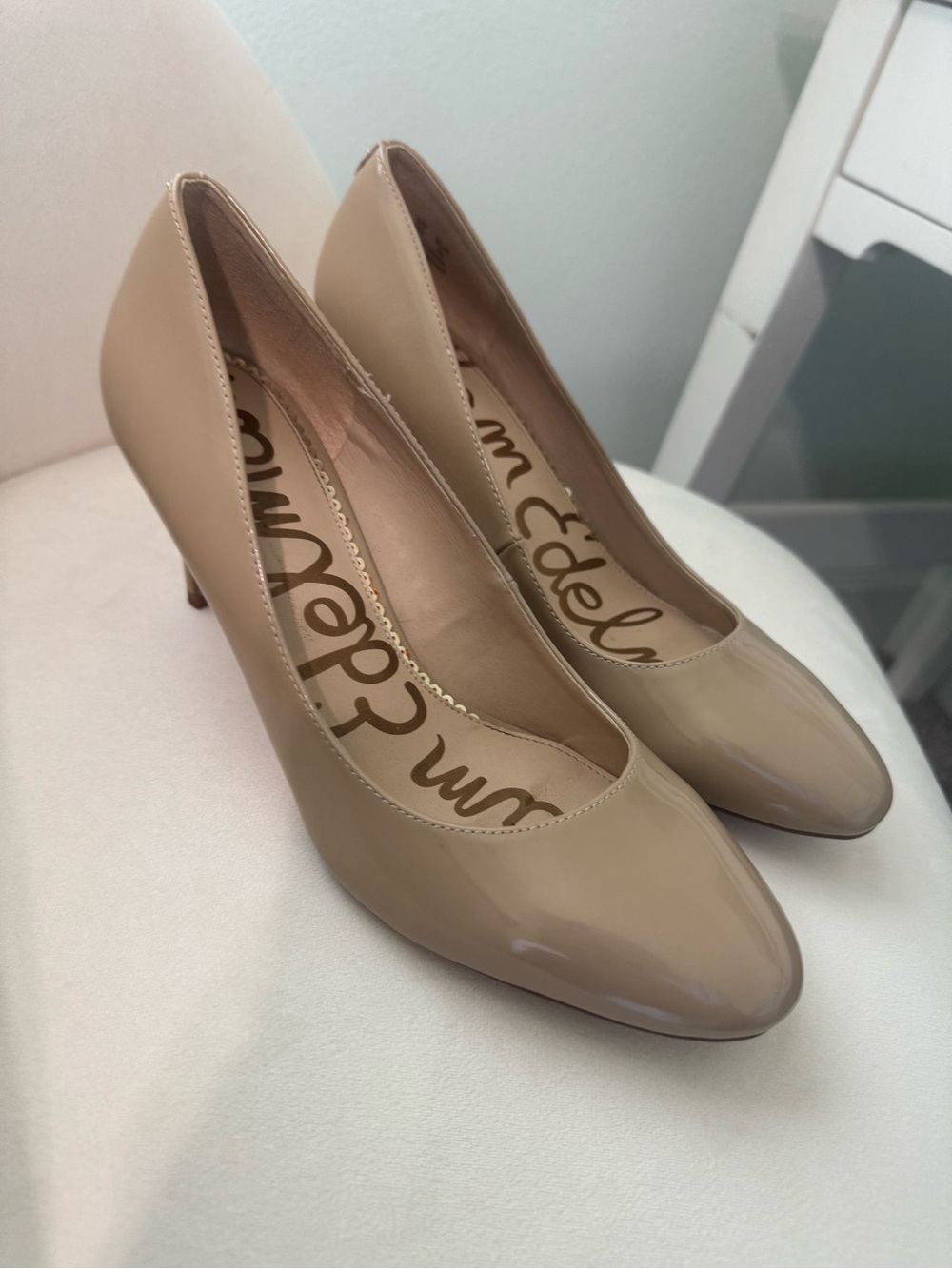 Sam Edelman Beige Patent Leather Pumps